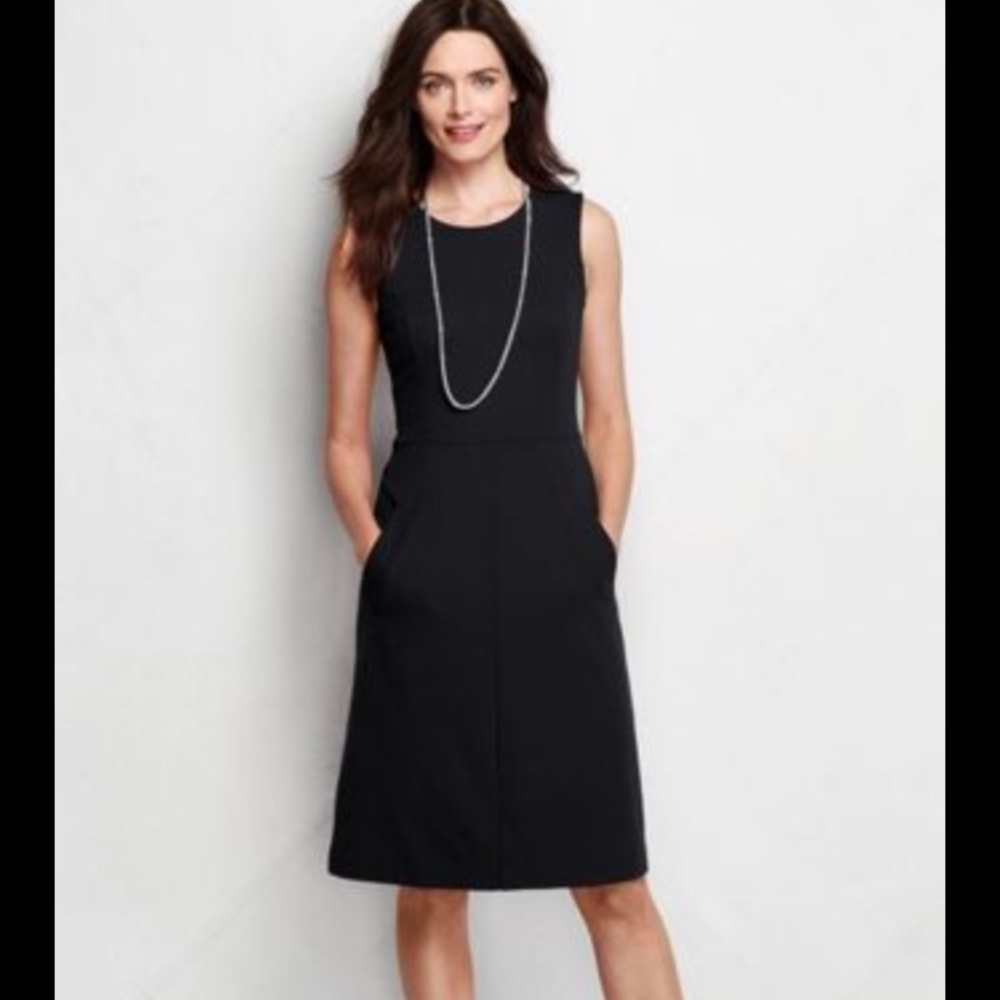 Lands end ponte shift dress black